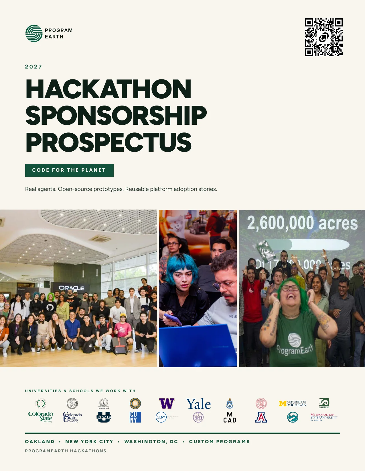 Cover of the ProgramEarth 2026 Hackathon Sponsorship Prospectus, Code for the Planet