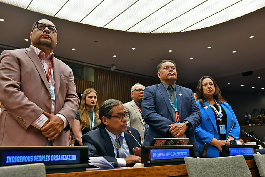 Indigenous Peoples Organization representatives at a governance assembly